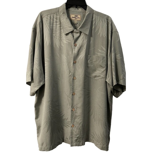 Jamaica Jaxx Other - Jamaica Jaxx Hawaiian Shirt Men's XL Green Floral 100% Silk Palm Tree Tropical